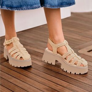 Women's Lasly Raffia Fisherman Platform Sandals 8